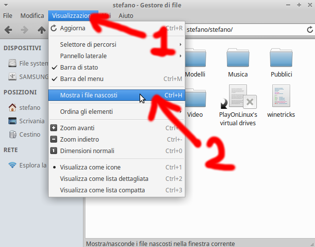 Xubuntu mostra file nascosti